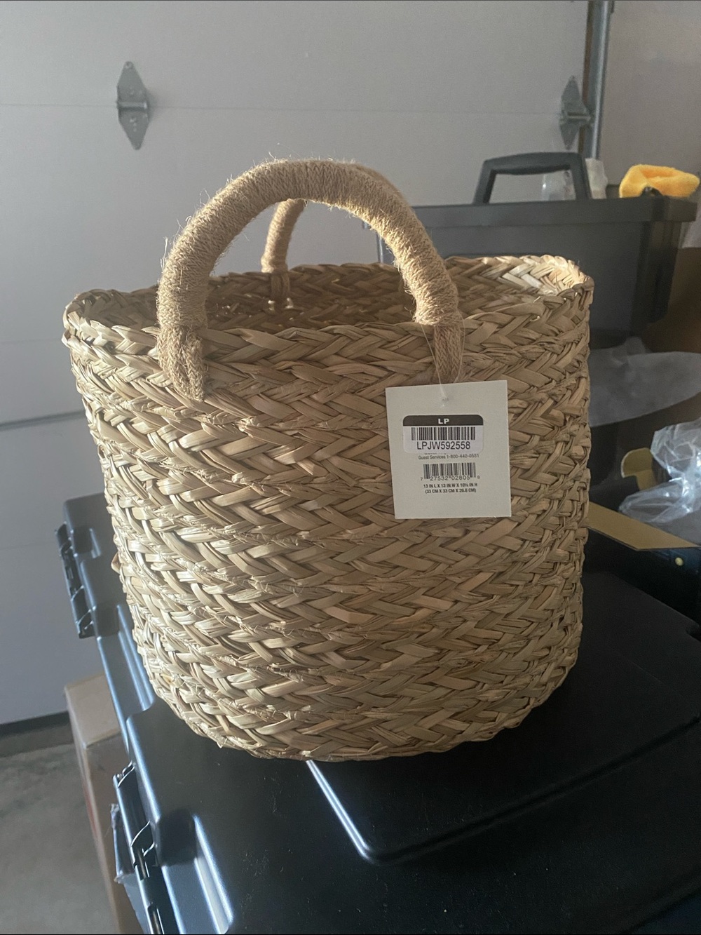 NWT Hearth and Hand Natural Woven Seagrass Basket with Handles - Neutral